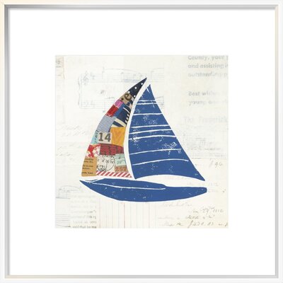 'Nautical Collage IV on Newsprint' Framed Print on Canvas East Urban Home Size: 29.6