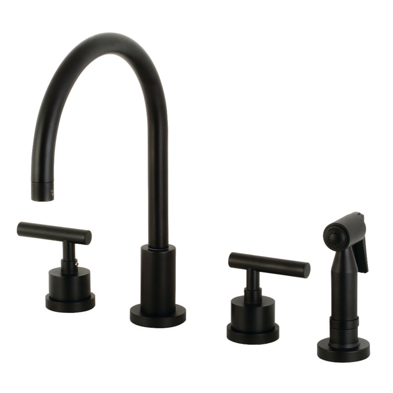 Kingston Brass Manhattan Widespread Double Handle Kitchen Faucet With Side Spray Reviews Wayfair Ca