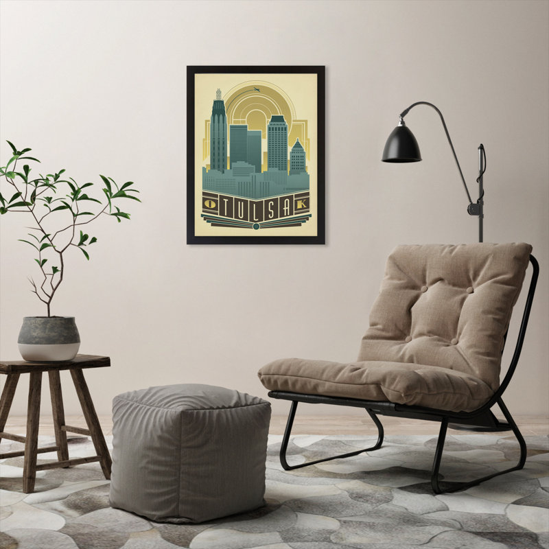 East Urban Home Tulsa Deco Skyline Framed Vintage Advertisement