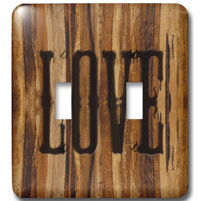Branded Wood Print 2Gang Toggle Light Switch Wall Plate 3dRose Theme Branded Wood Print Love