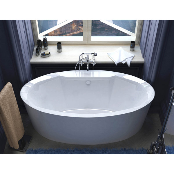 Salina 67.18 x 33.43 Oval Freestanding Soaker Bathtub with Center Drain by Spa Escapes