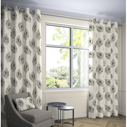 Bolen Eyelet Room Darkening Thermal Curtains Ebern Designs Colour: Soft Grey, Panel Size: Width 228 x Drop 137 cm