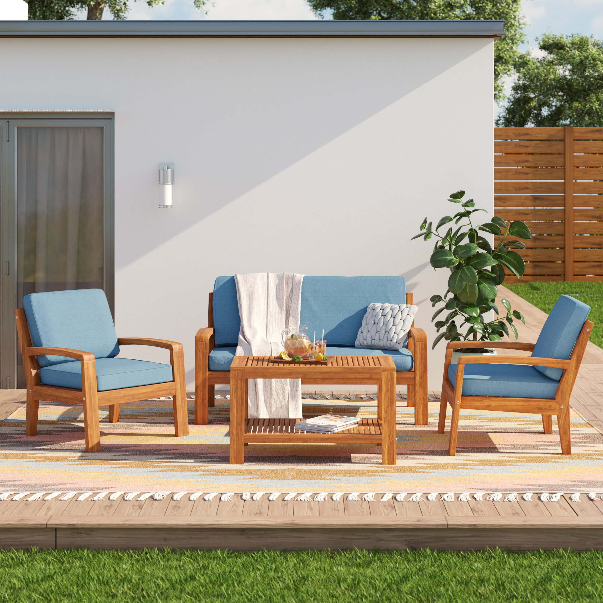 Berkley 4 Piece Sofa Seating Group With Cushions Reviews Allmodern