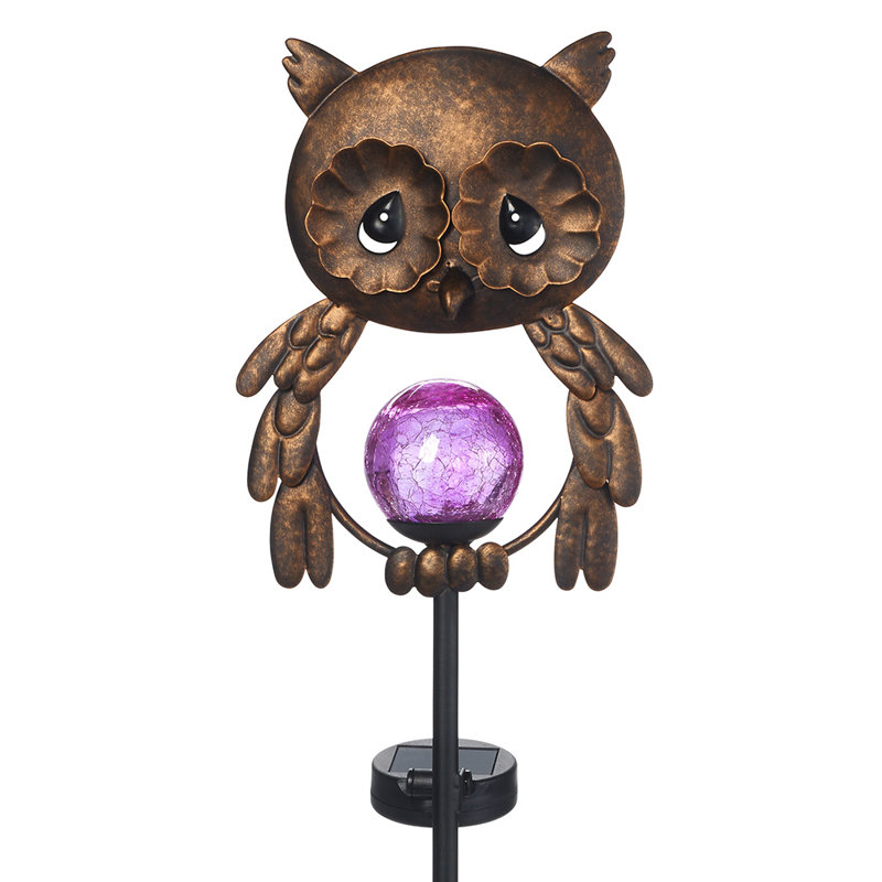 Precious Moments Lighted Owl Led Solar Gl Globe Decorative Lighted Owl Led Solar Gl Globe Decorative Scrollwork Metal Yard Decor Garden Stake