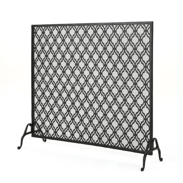 Tennison Single Panel Iron Fireplace Screen by Fleur De Lis Living