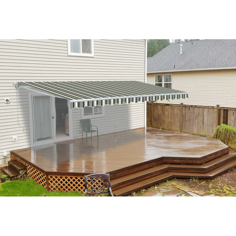 Aleko 13 Ft W X 10 Ft D Fabric Retractable Standard Patio Awning Reviews Wayfair