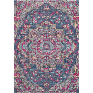 Randhir Navy/Gray/Pink Area Rug