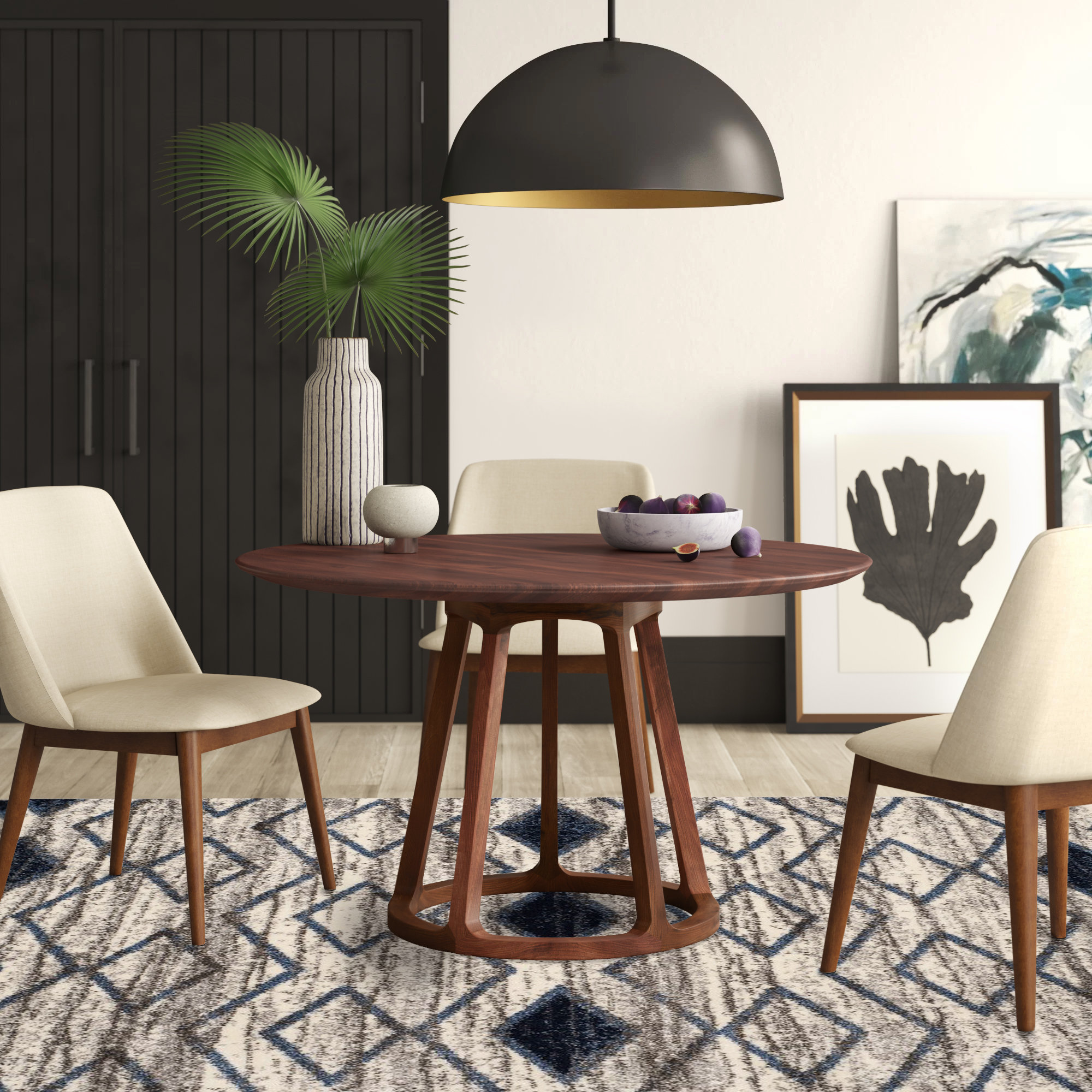 Mercury Row Liddle 47 Walnut Solid Wood Pedestal Dining Table Reviews Wayfair