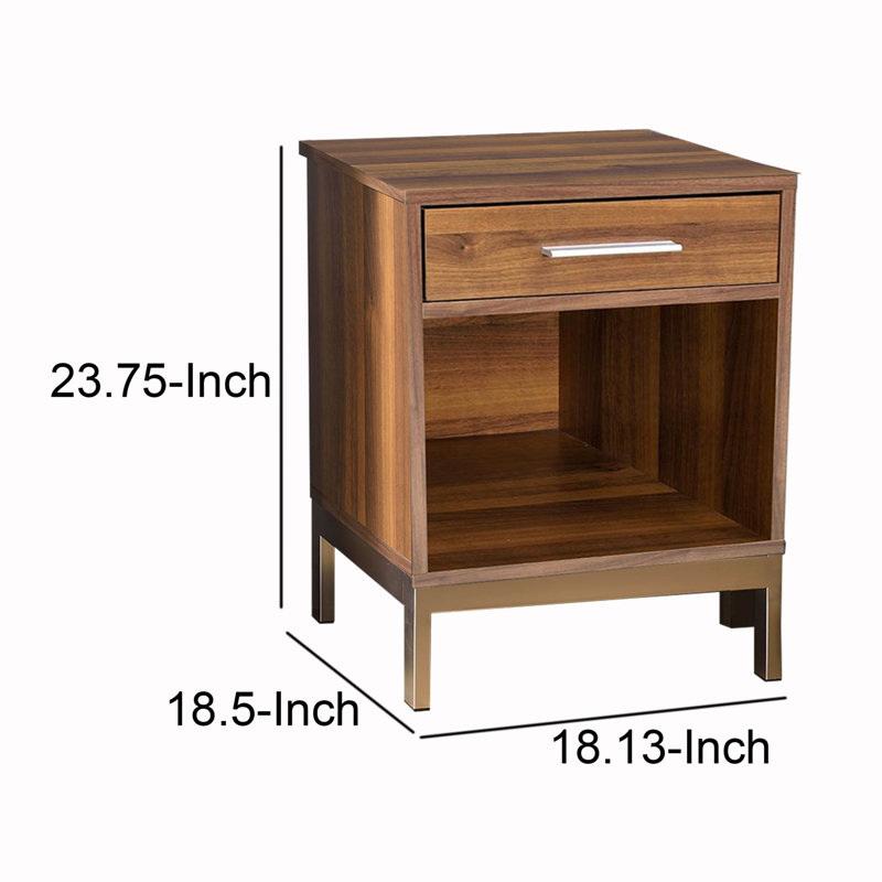 Orren Ellis Trevin Spacious Wooden 1 Drawer Nightstand Wayfair