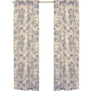 Fiona Nature/Floral Semi Sheer Grommet Curtain Panels (Set of 2)