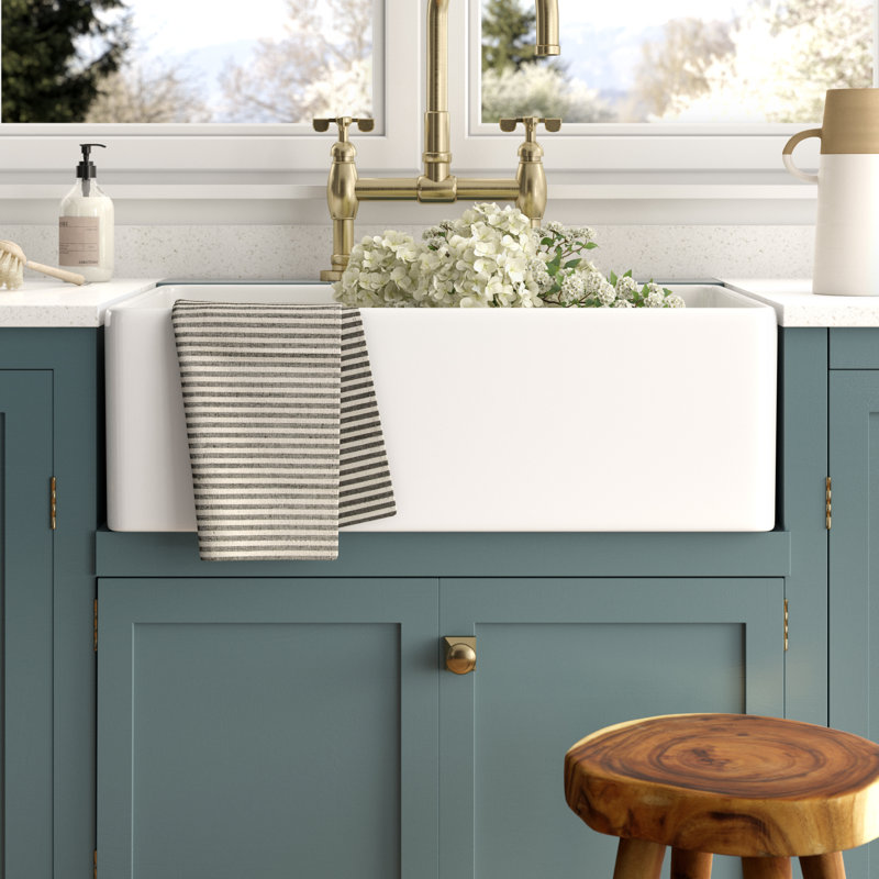 Gracie Oaks Kir 30 L X 20 W Farmhouse Kitchen Sink With Basket Gracie Oaks Kir 30 L X 20 W Farmhouse