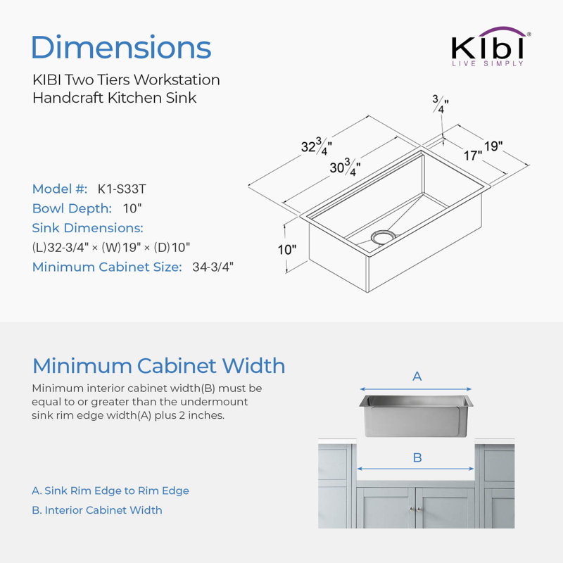 Kibi Usa Handcrafted Stainless Steel 33 L X 19 W Undermount Kitchen Sink Reviews Wayfair