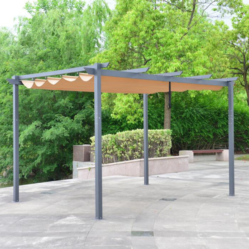 Aleko 10 Ft Manual Patio Retractable Awning 96 In Brown
