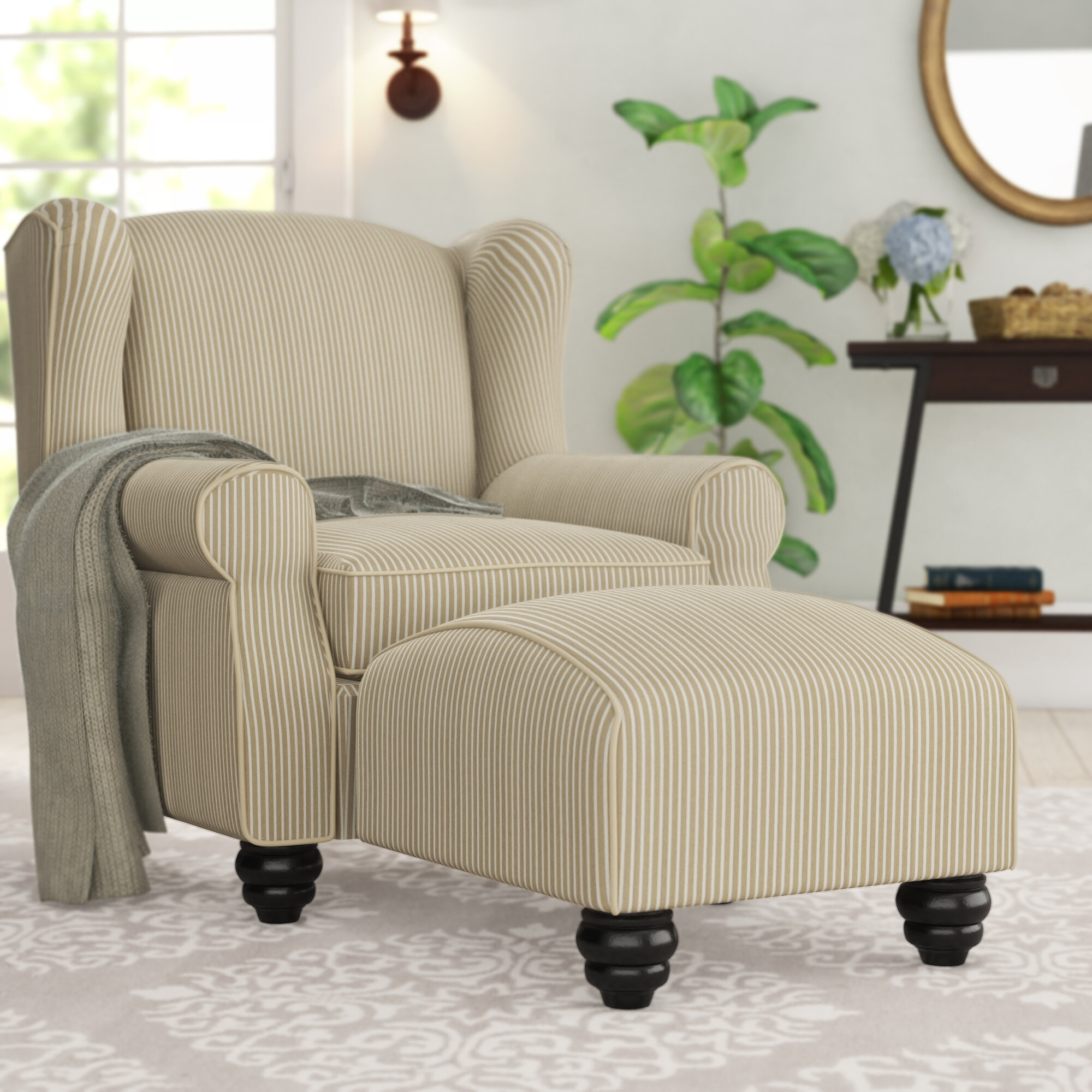 Darby Home Co Brougham 3354 Wide Wingback Chair And Ottoman Reviews Wayfair