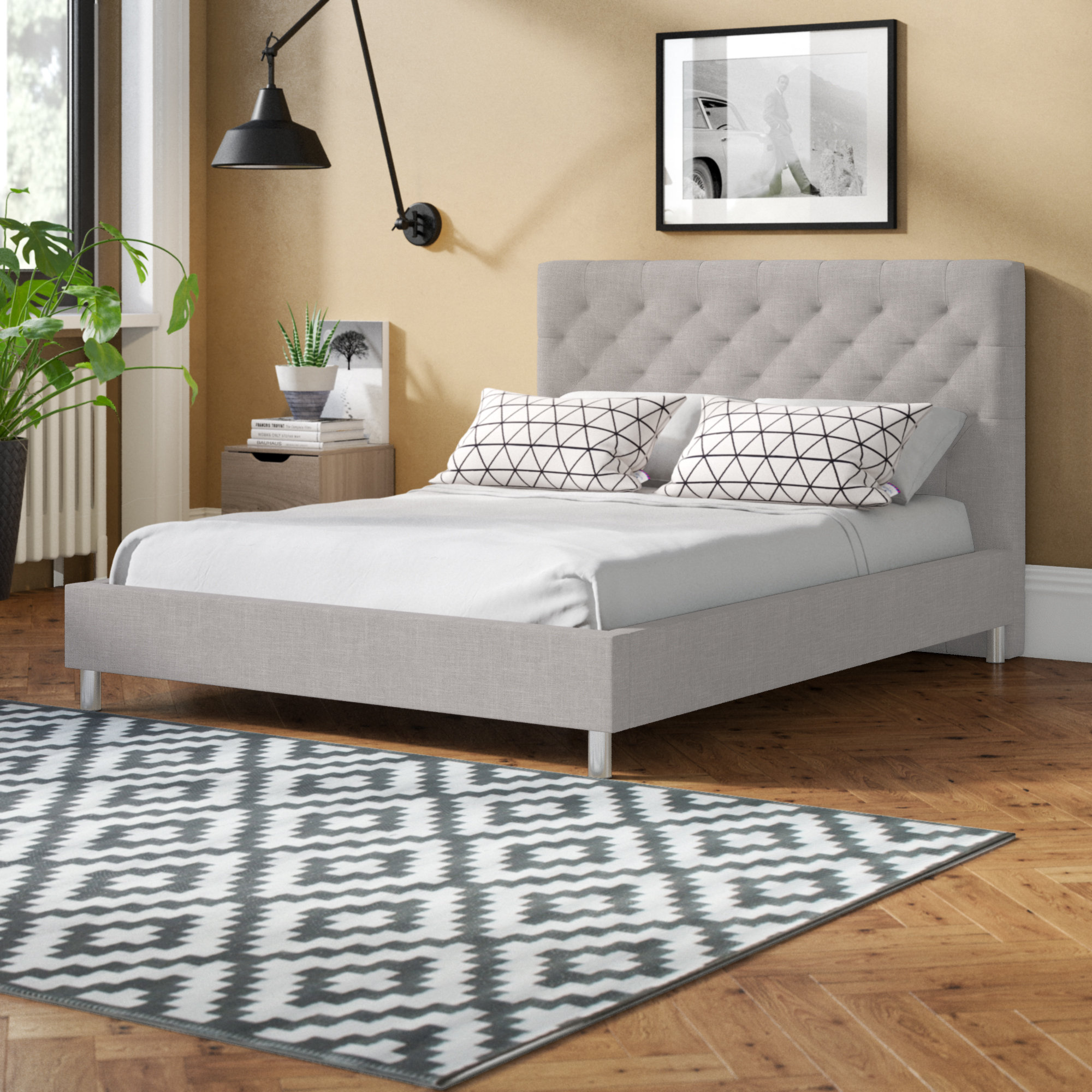 Brayden Studio Stamey Upholstered King Size Platform Bed Reviews