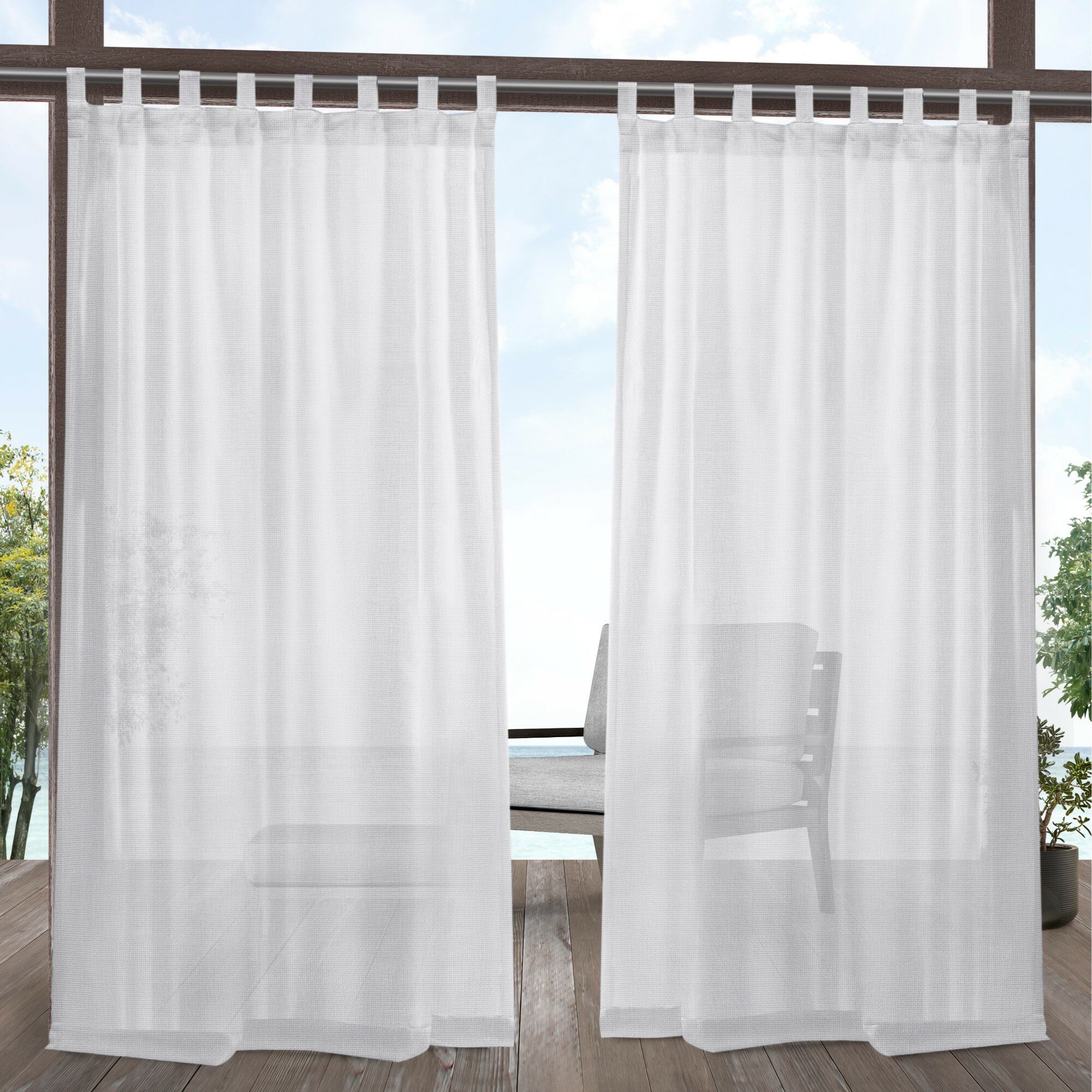 tab top sheer curtains white