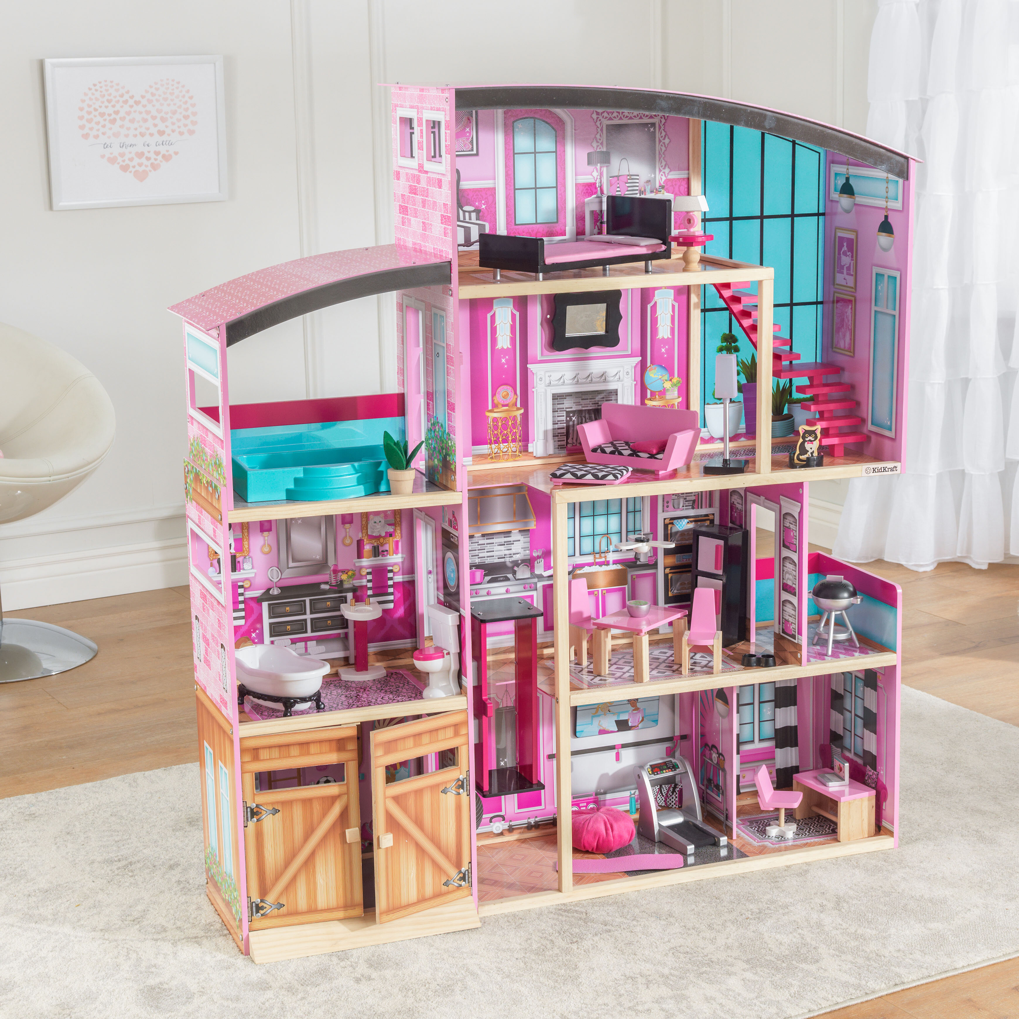 kidkraft barbie dollhouse dream doll furniture girls playhouse play wooden house mansion