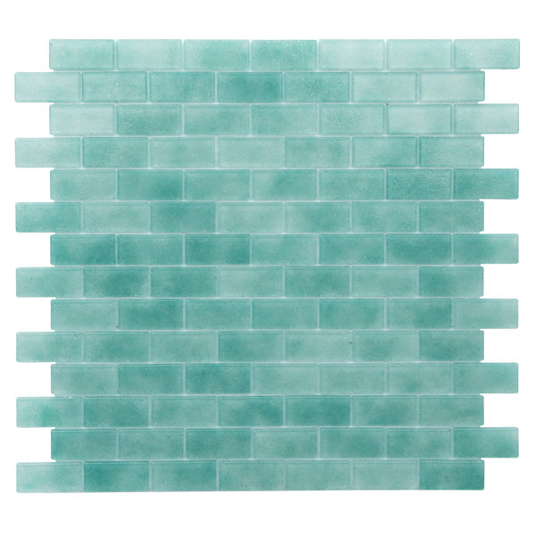 Quartz 0.75 x 1.63 Glass Mosaic Tile in Aqua/ Green by Kellani