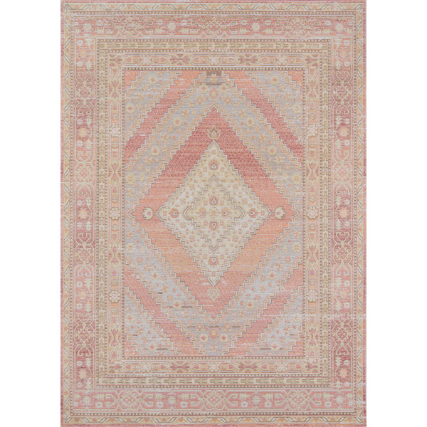 Sofian Pink Geometric Area Rug by Ophelia & Co.