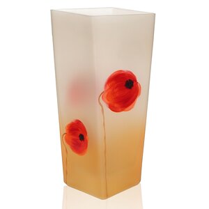 Hand Painted Glass Poppy Flower Series Vase