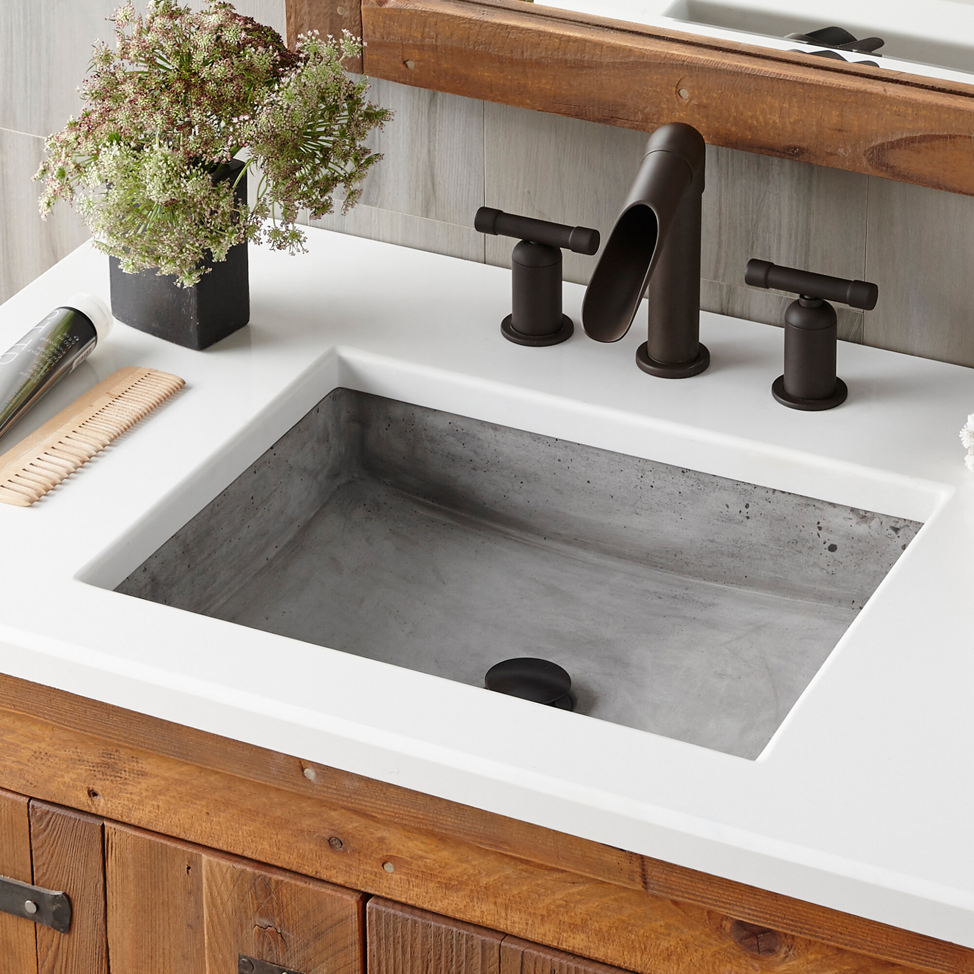 Native Trails Nipomo Stone Rectangular Undermount Bathroom Sink