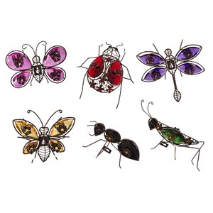 6 Piece Jeweled Garden Insect Friends Decor Set