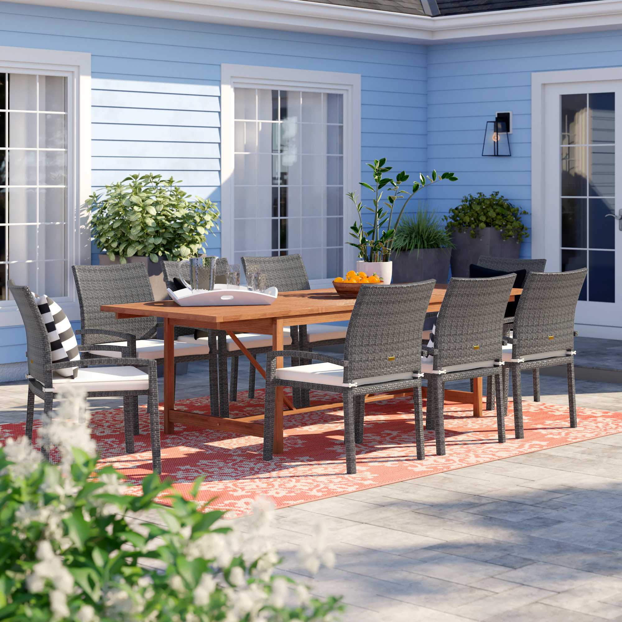 Sol 72 Outdoor Brighton 9 Piece Dining Set With Cushions Wayfair