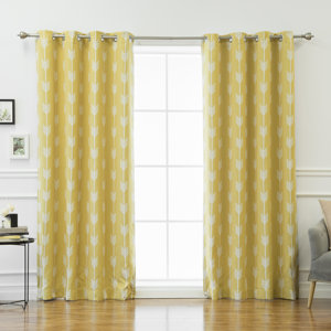 Shaul Striped Semi-Sheer Thermal Grommet Curtain Panels (Set of 2)