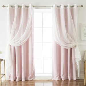 Bedwell Sheer Solid Blackout Thermal Curtain Panels (Set of 2)