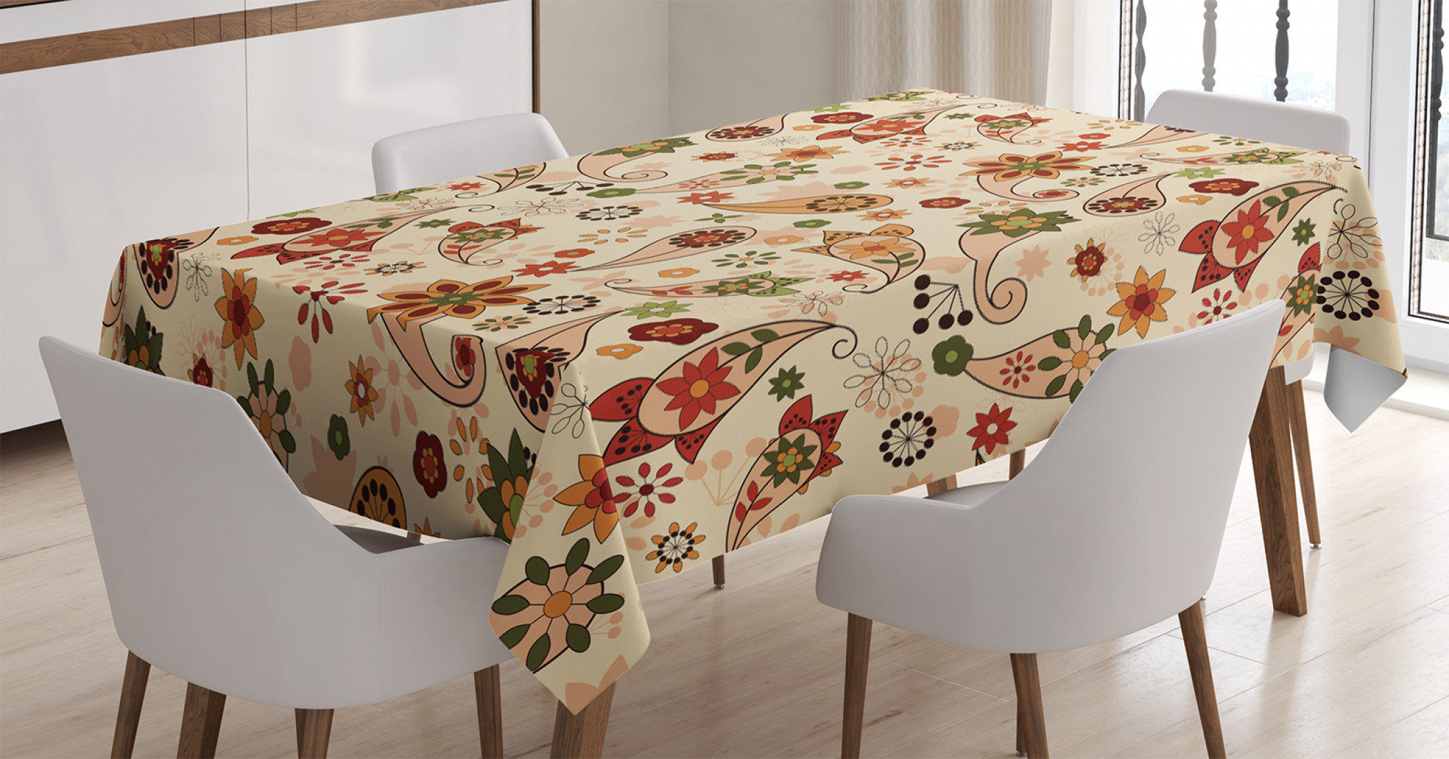 East Urban Home Ambesonne Paisley Tablecloth Floral Design With