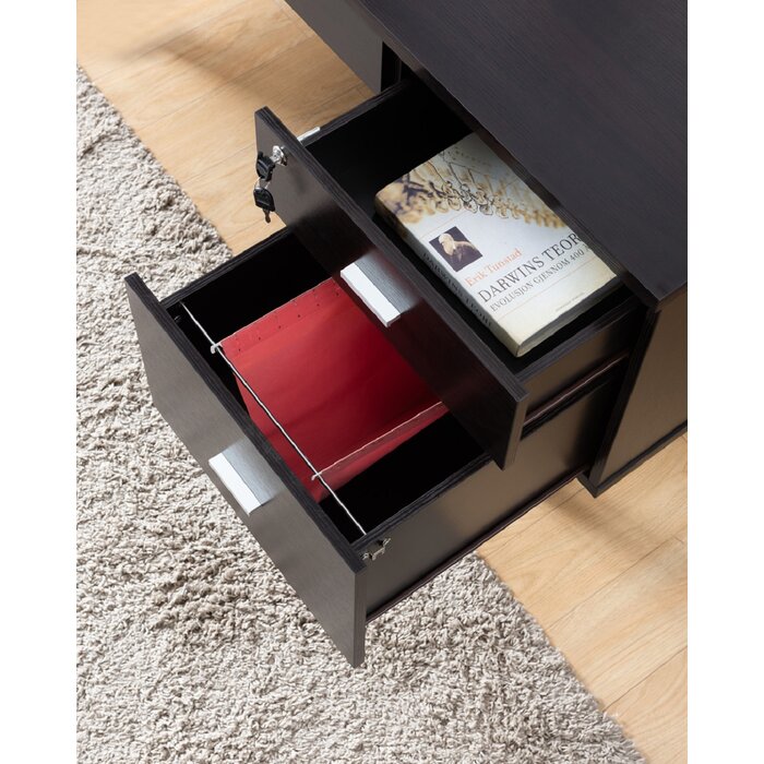 Latitude Run Juliane Writing Desk With 5 Lockable Drawers Wayfair Ca