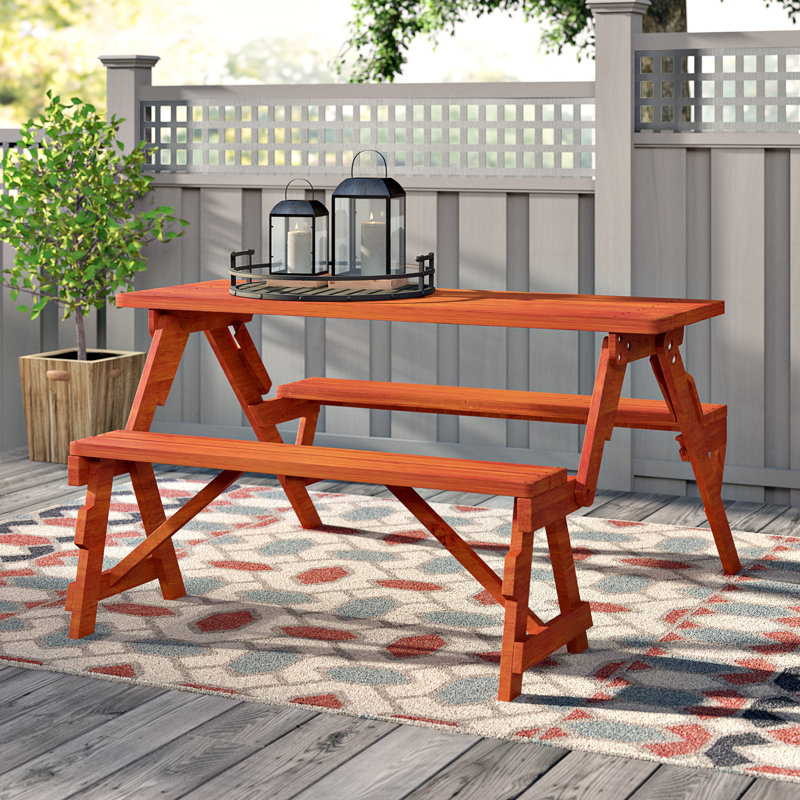 Andover Mills Dreiling Convertible Wooden Picnic Table Garden