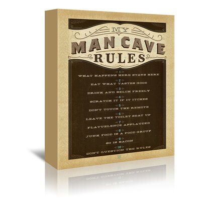 Man Cave Rules Textual Art on Wrapped Canvas East Urban Home Size: 24