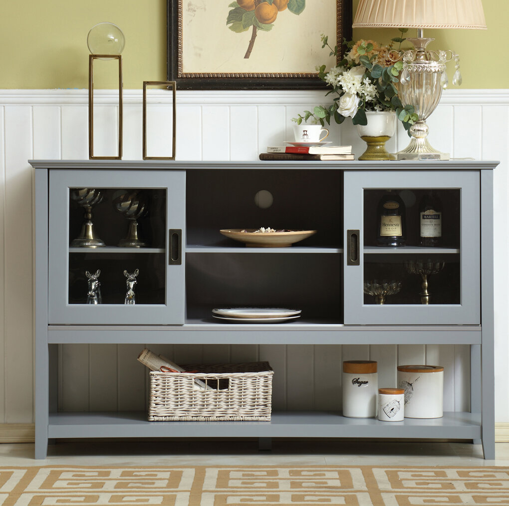 Gracie Oaks 55 Modern And Contemporary Sideboard Buffet Cabinet Wood Console Table Storage Cabinet With Sliding Doors Kitchen Dining Room Furniture