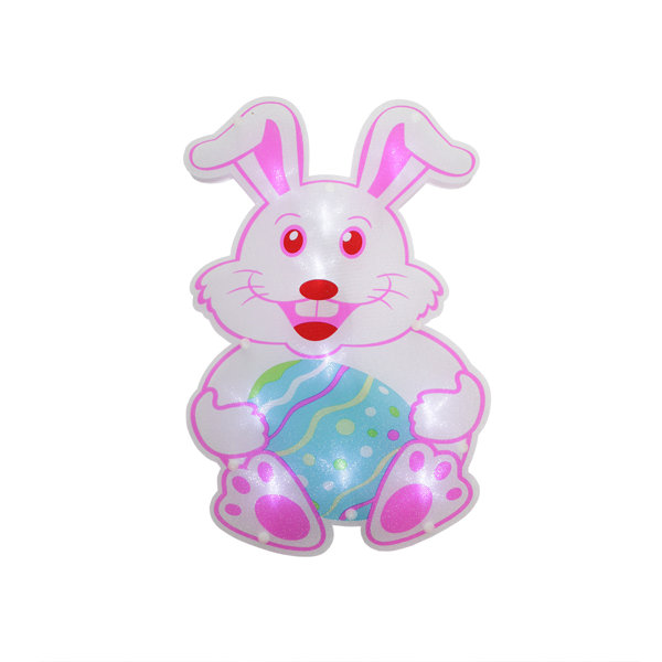 B/O LED Lighted Easter Bunny Rabbit Spring Window Silhouette Decoration with Timer by Sienna Lighting