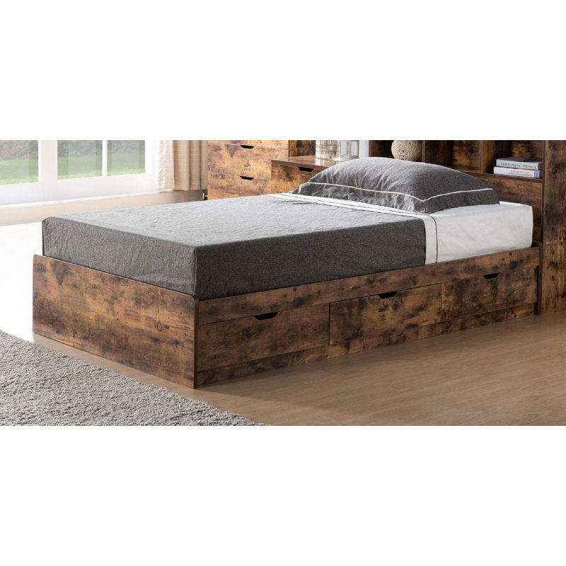 Loon Peak Hardee Compartment Wooden Storage Platform Bed