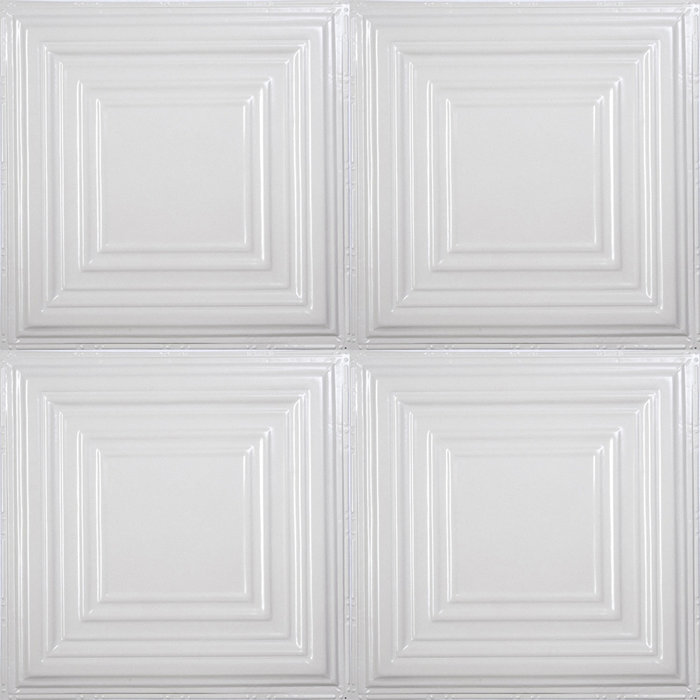 Tin 2 Ft X 2 Ft Nailed Up Ceiling Tile In Bright White Gloss