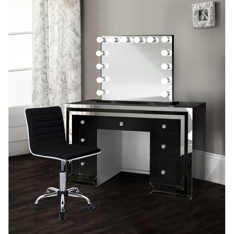 Wayfair bathroom vanity vanities modern mirrors led sink ideas. cardone makeup station vanity set with stool and mirror