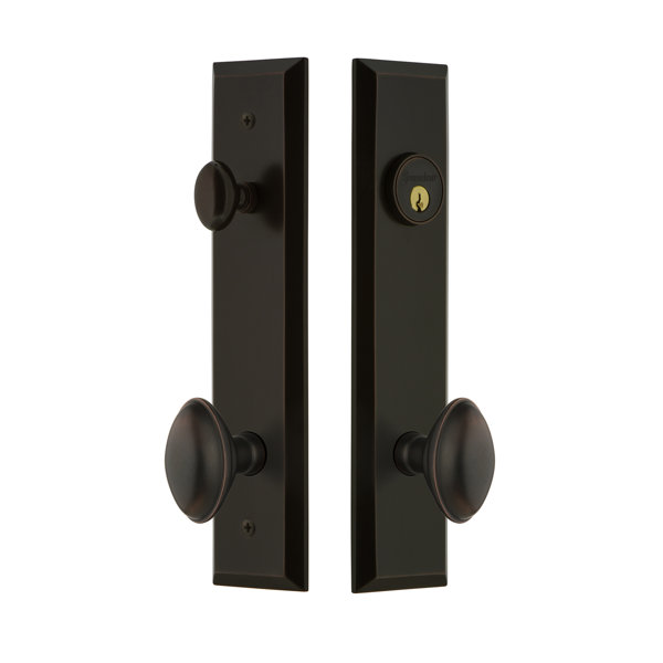 Fifth Avenue Tall Plate Single Cylinder One Piece Knobset with Eden Prairie Knob by Grandeur