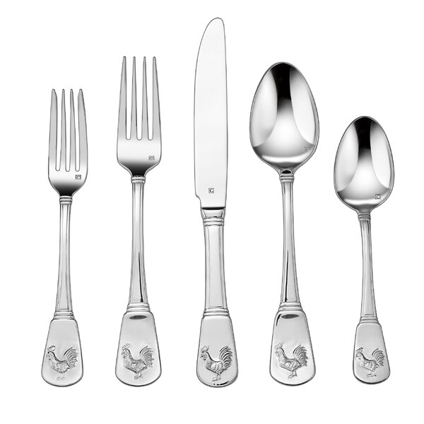 Elite French Rooster 20 Piece Stainless Steel Flatware Set by Cuisinart