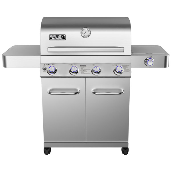 4-Burner Propane Gas Grill with Side Burner and Rotisserie Kit by Monument Grills