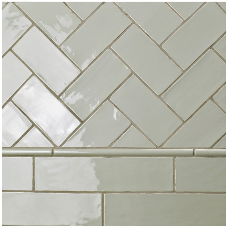 Elitetile Tivoli 3 X 6 Ceramic Subway Tile In Sage Green Wayfair Tivoli 3 X 6 Ceramic Subway Tile In