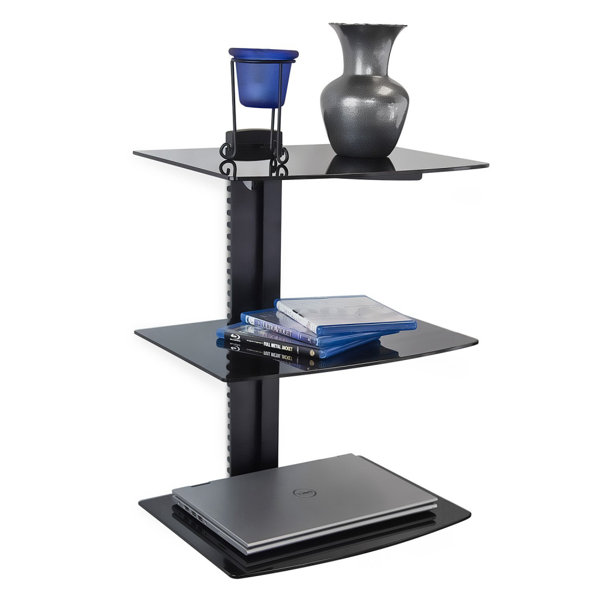 Symple Stuff Gallagher Floating Wall Mounted Triple Glass Shelf Bracket Stand Reviews Wayfair