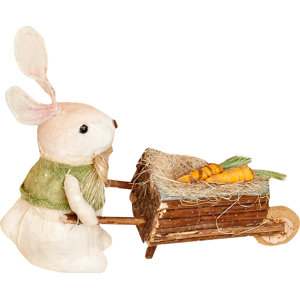 Rabbit Pushing Cart Figurine