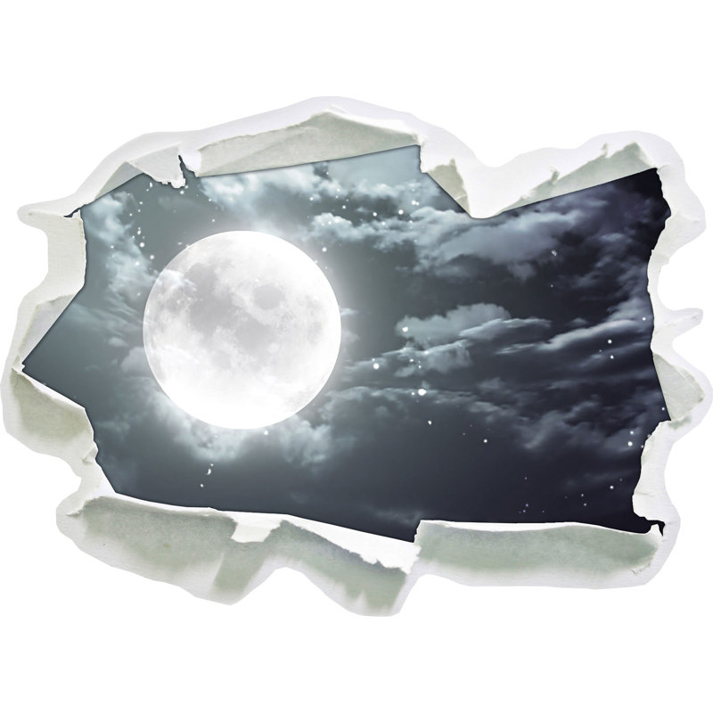 East Urban Home Full Moon With Stars And Clouds Wall Sticker Wayfair Co Uk