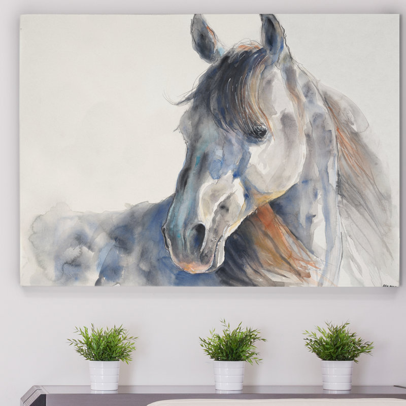 Classical oil painting beautiful strong animals red horse in stable no framed
