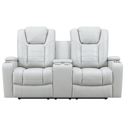 Global Furniture U1867 Leather Power Console Reclining Loveseat Decor+