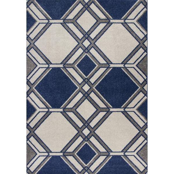 Lynsey Ivory/Denim Indoor/Outdoor Area Rug by Orren Ellis