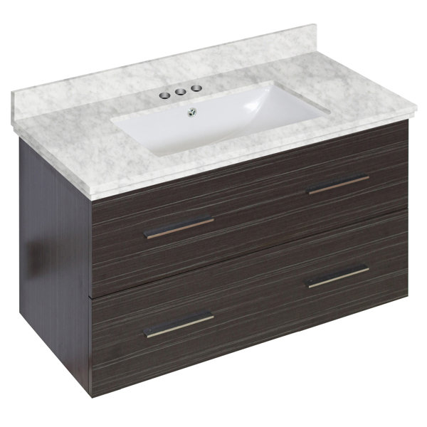 Phoebe Drilling Wall Mount 36 Rectangle Single Bathroom Vanity Set with Handles by Orren Ellis