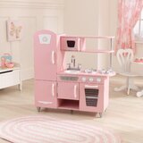 pink wooden play kitchen